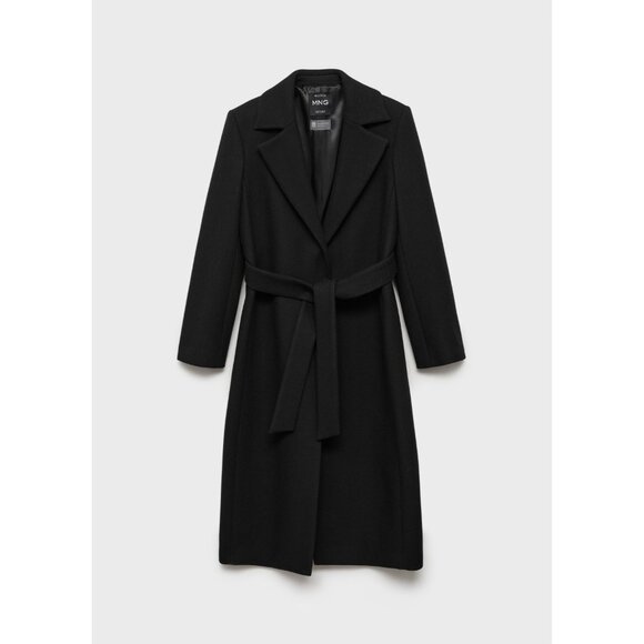 NEW MANGO Manteco wool coat detachable fur collar BLACK SIZE XXS /100%AUTHENTIC - Picture 2 of 13